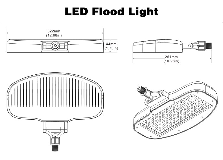 80 Watt LED Outdoor Flood Fixture-5000K -Knuckle Mount